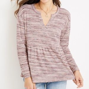 Maurices Spacedye Babydoll Long Sleeve Tee Large